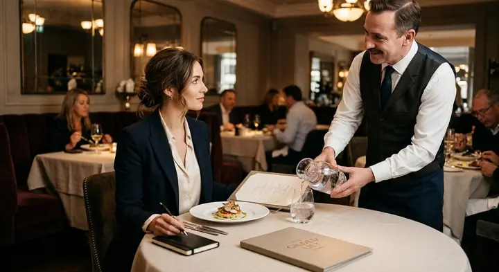 A guest being served in a restaurant